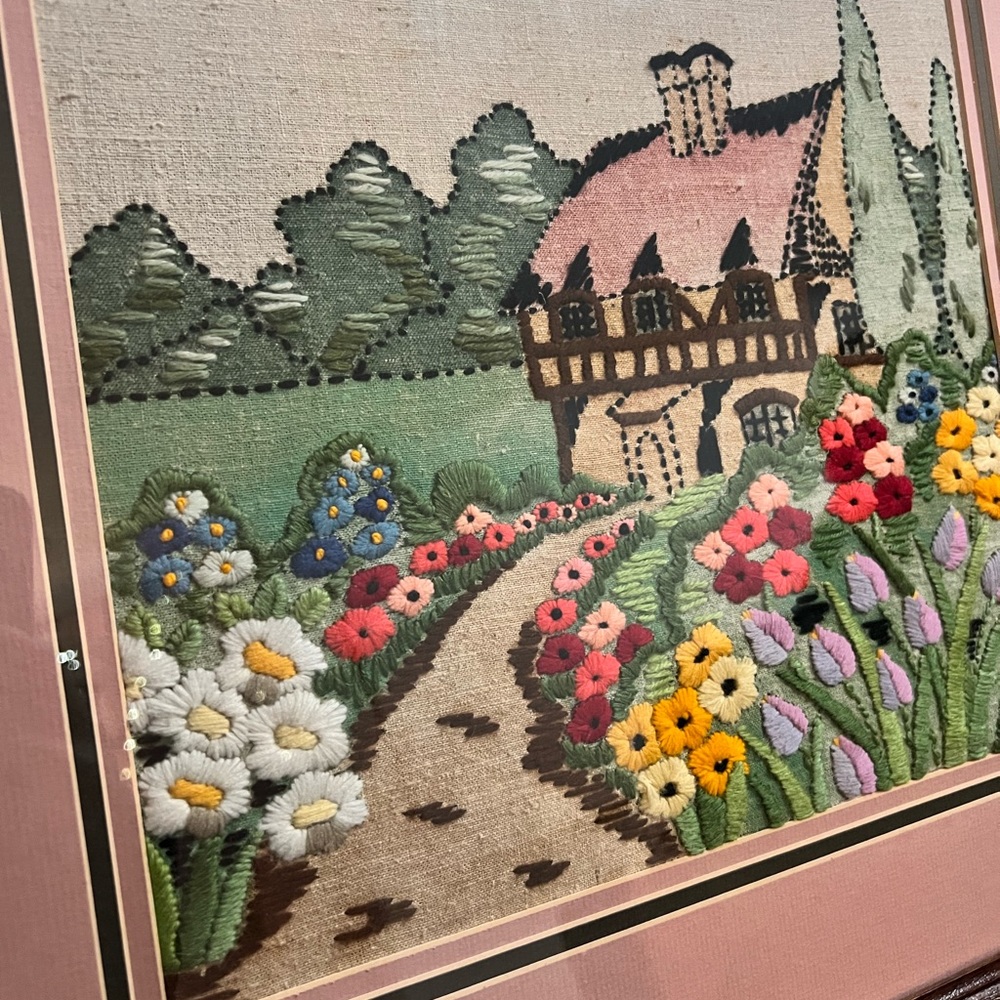 Embroidered Cottage Picture - Picture 3 of 4